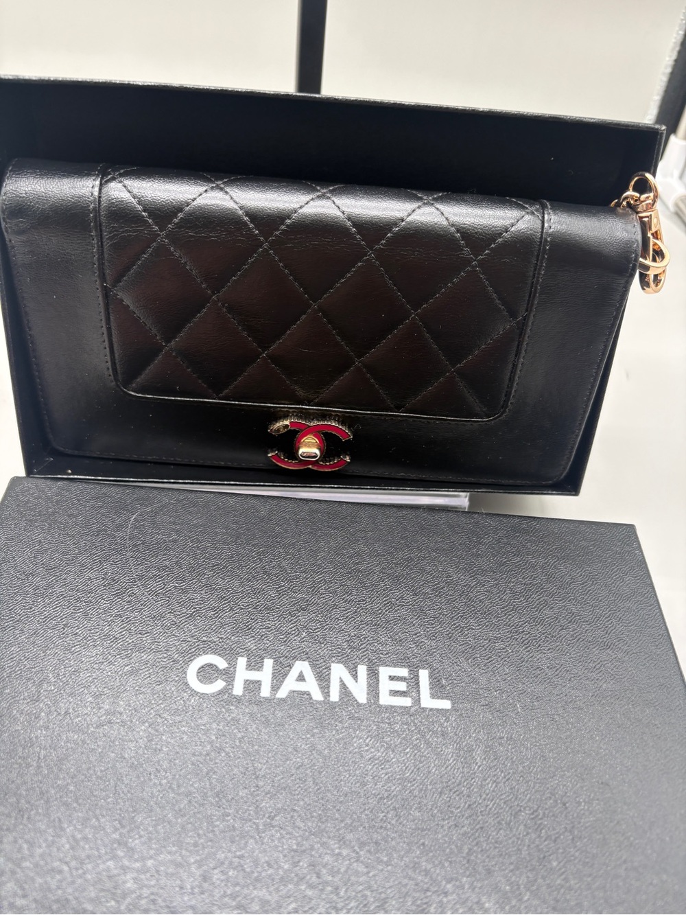 Chanel mademoiselle vintage quilted lambskin with pink and gold cc